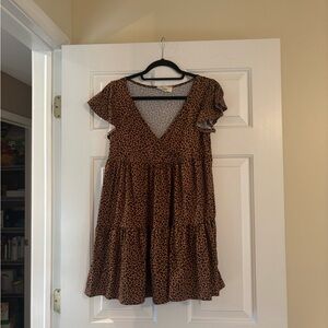 Jessica Simpson Brown Leopard Print Dress